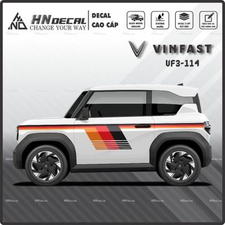 Tem dán xe VF3 - Decal dán xe VF3 thể thao nhiều màu sắc lựa chọn. 1 bộ dán 2 bên ( mẫu VF3 - 114 )