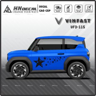 Tem dán xe VF3 - Decal dán xe VF3 ngôi sao nhiều màu sắc lựa chọn. 1 bộ dán 2 bên ( mẫu VF3 - 115 )