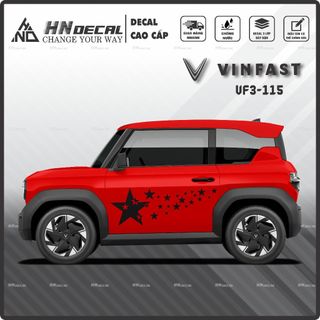 Tem dán xe VF3 - Decal dán xe VF3 ngôi sao nhiều màu sắc lựa chọn. 1 bộ dán 2 bên ( mẫu VF3 - 115 )
