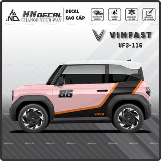 Tem dán xe VF3 - Decal dán xe VF3 thể thao nhiều màu sắc lựa chọn. 1 bộ dán 2 bên ( mẫu VF3 - 116 )