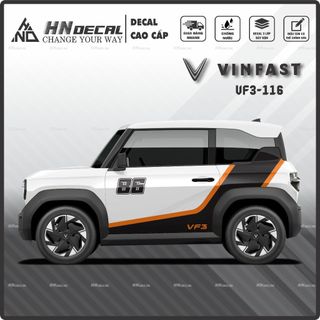 Tem dán xe VF3 - Decal dán xe VF3 thể thao nhiều màu sắc lựa chọn. 1 bộ dán 2 bên ( mẫu VF3 - 116 )