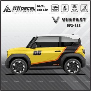 Tem dán xe VF3 - Decal dán xe VF3 thể thao nhiều màu sắc lựa chọn. 1 bộ dán 2 bên ( mẫu VF3 - 116 )
