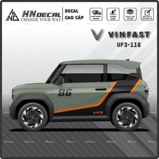 Tem dán xe VF3 - Decal dán xe VF3 thể thao nhiều màu sắc lựa chọn. 1 bộ dán 2 bên ( mẫu VF3 - 116 )