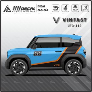 Tem dán xe VF3 - Decal dán xe VF3 thể thao nhiều màu sắc lựa chọn. 1 bộ dán 2 bên ( mẫu VF3 - 116 )