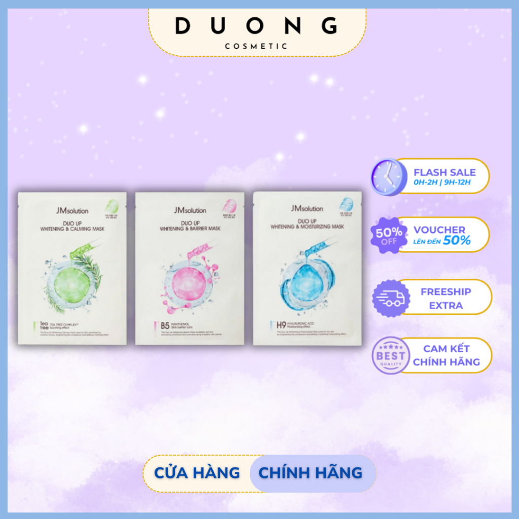 Lẻ 01 miếng Mặt Nạ JMSolution Duo Up Dưỡng Trắng, Cấp Ẩm, Phục Hồi Chăm sóc da Hàn Quốc 30ml