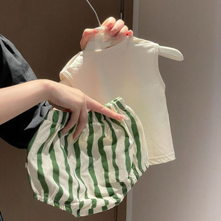 Set bộ dưa hấu chất cotton mềm mát màu xanh sọc dưa áo trắng hoạ tiết phong cách hàn quốc