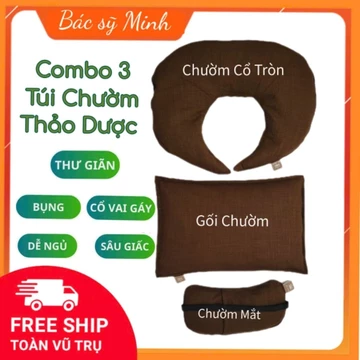 Combo 3 Túi Chườm, CHƯỜM CỔ GÁY, CHƯỜM ĐA NĂNG và CHƯỜM MẮT, Túi chườm nóng thảo dược, Bs Minh
