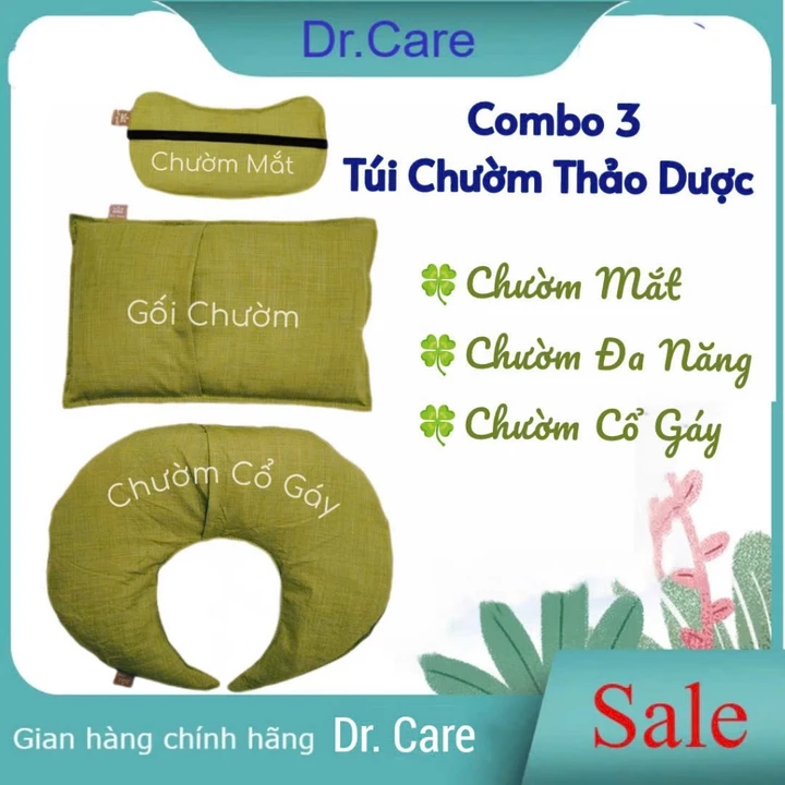 Combo 3 Túi Chườm Nóng Thảo Dược, CHƯỜM CỔ GÁY + CHƯỜM ĐA NĂNG + CHƯỜM MẮT, túi chườm giảm nhức mỏi, Dr.Care