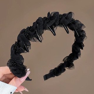 Băng đô công chúa chống trượt phồng cao đính đá đính ngọc kiểu cao phong cách retro Pháp dành cho nữ