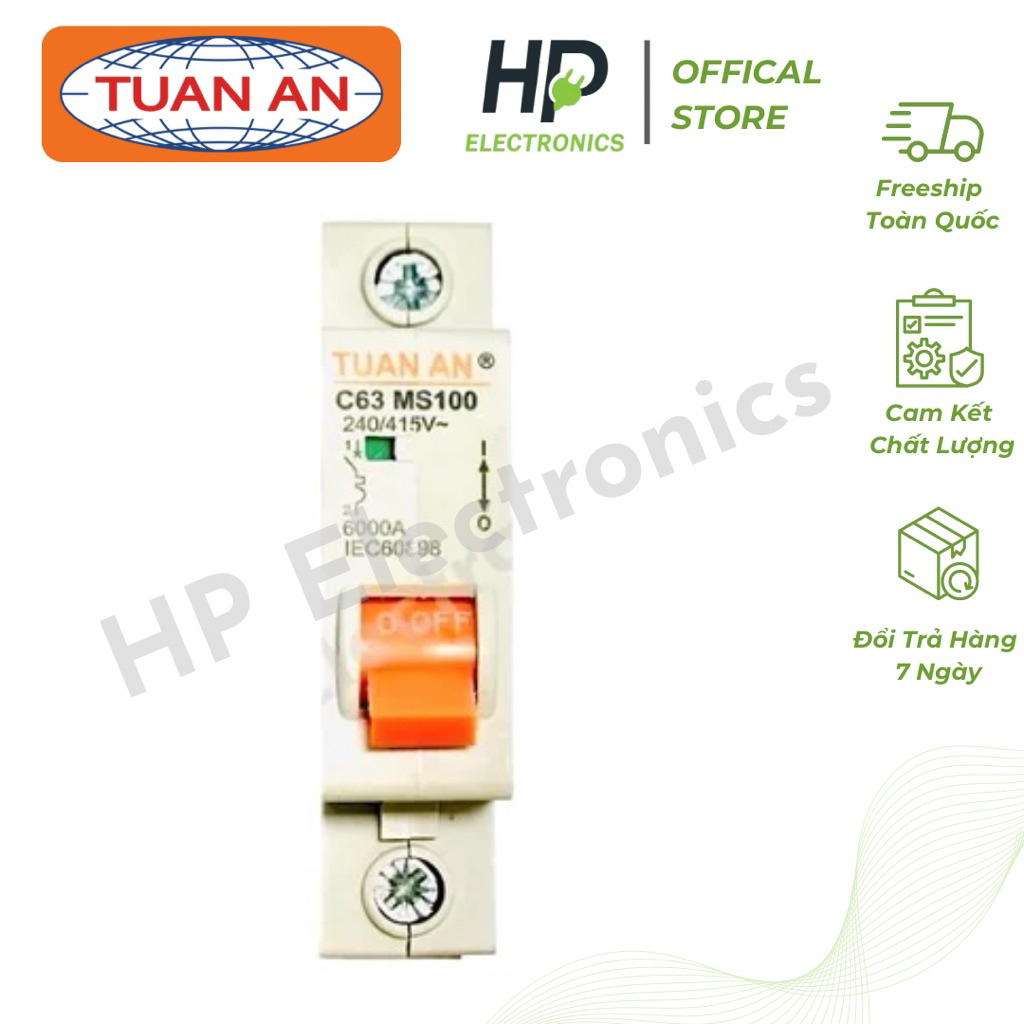 MCB Cầu dao tự động TUAN AN C32 C63 MS100 1P 2P loại tốt chính hãng