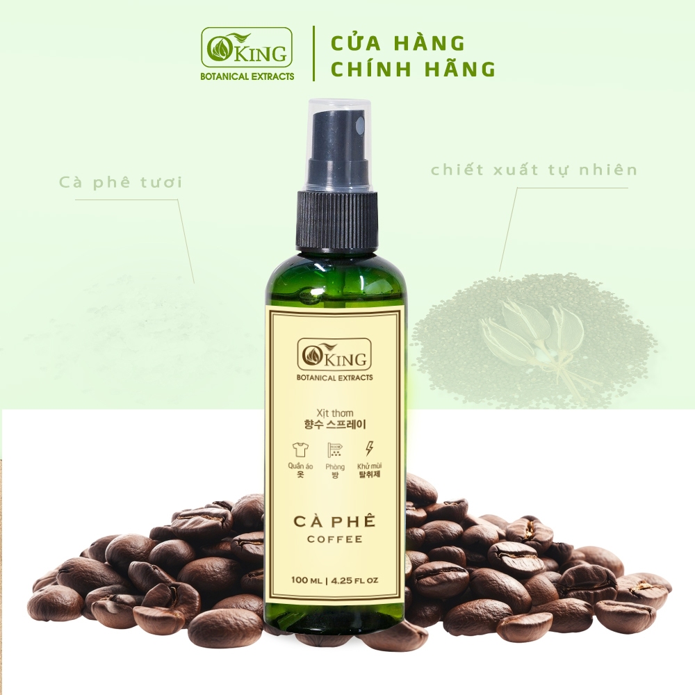 Tinh dầu xịt thơm phòng, ô tô, quần áo hương Cà phê thơm ngọt dễ chịu | Oking Việt Nam
