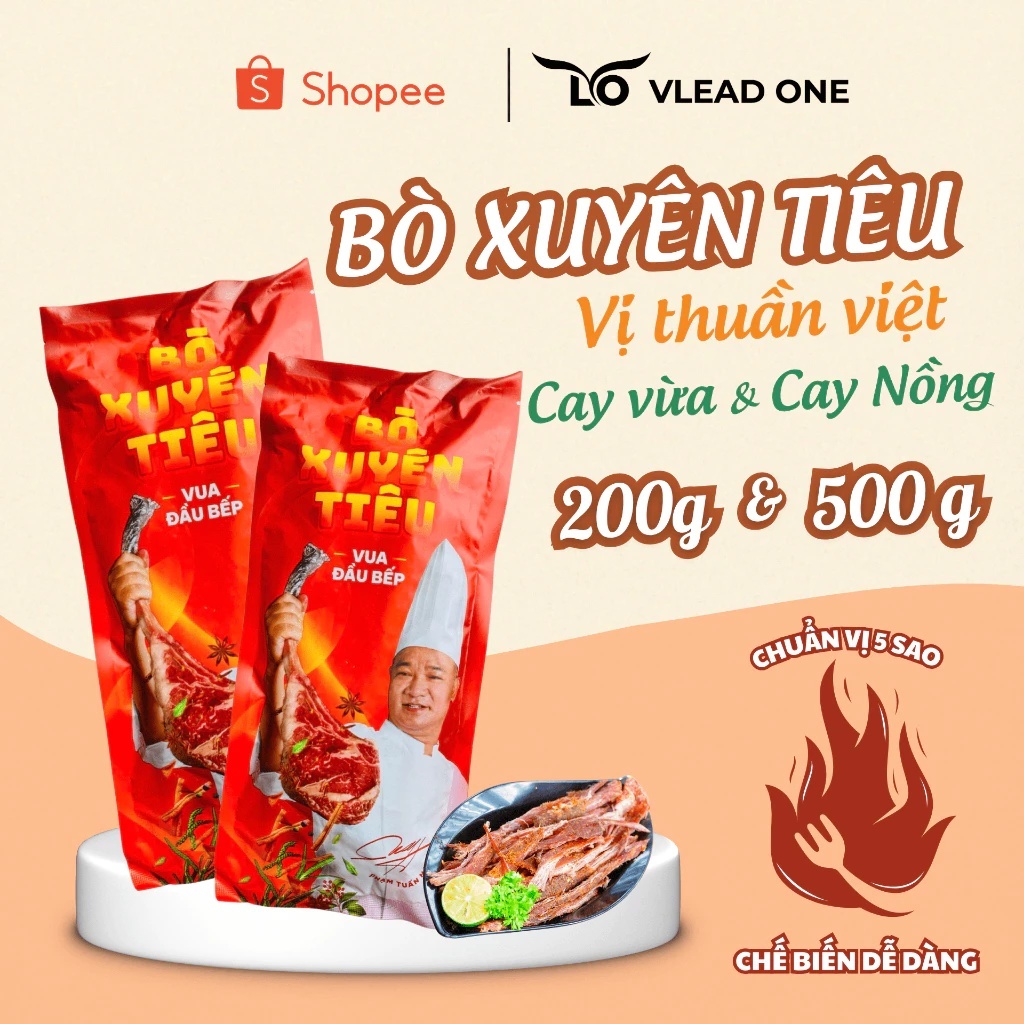 Bò Xuyên Tiêu Có Sẵn Muối Chấm Gói 200gr và 500gr Chef Hải - Masterchef Phạm Tuấn Hải