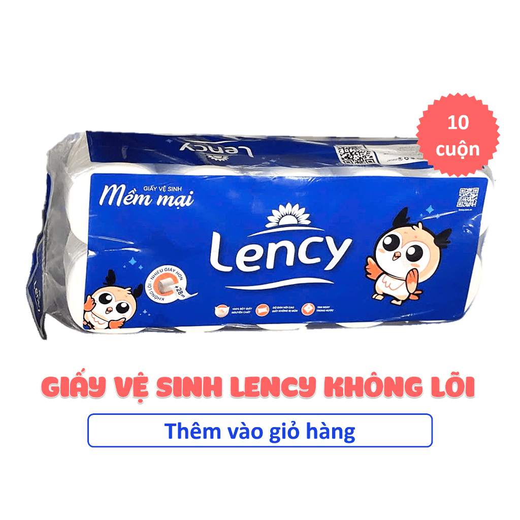 Giấy vệ sinh Lency 10 cuộn x 3 lớp KHÔNG LÕI - Mẫu mới | Shopee Việt Nam