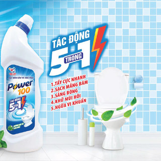 Nước tẩy bồn cầu và nhà tắm POWER100 Hương Bạc Hà 900ml/chai