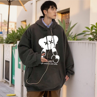 Áo Hoodie nam in gấu empathy tay dài phối nón mặc đi nắng màu đông 3 màu size 35-68kg K1