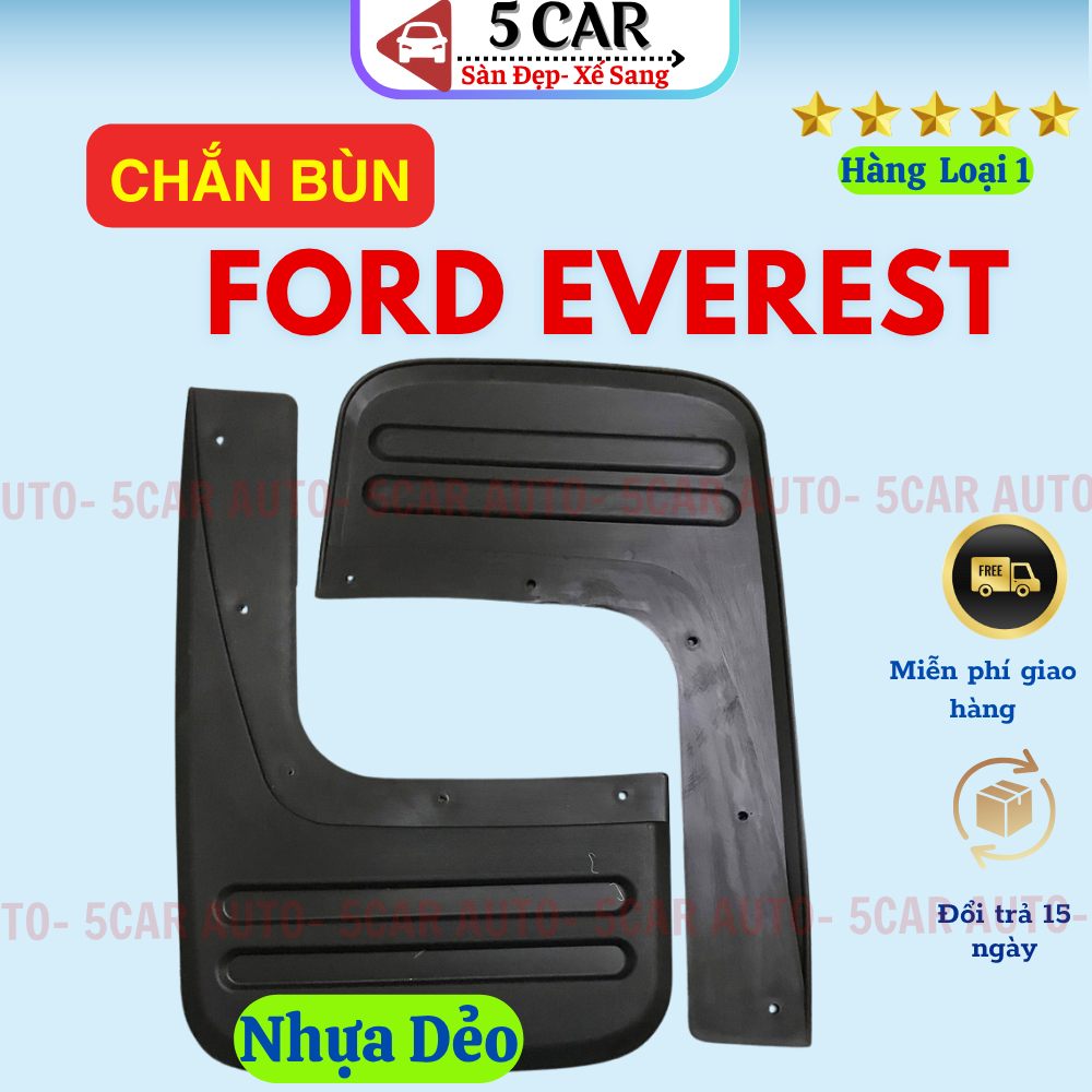 Bộ 4 Chắn Bùn Cho Xe Ford Everest 2006 - 2015 chất liệu nhựa dẻo đàn hồi, Kèm ốc vít- Tự lắp đặt dễ dàng (2 bánh sau)
