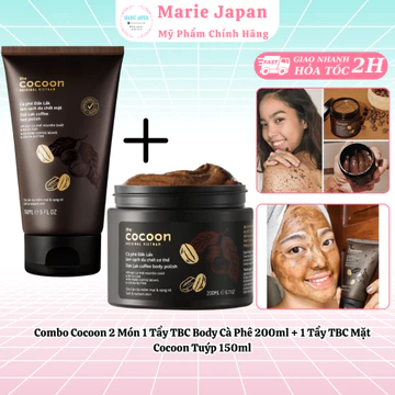 Combo Cocoon 2 Món 1 Tẩy TBC Body Cà Phê 200ml + 1 Tẩy TBC Mặt Cocoon Tuýp 150ml
