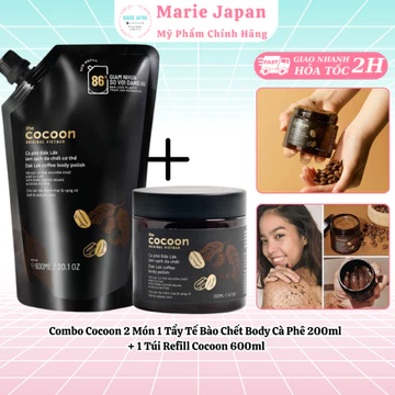 Combo Cocoon 2 Món 1 Hủ Tẩy Tế Bào Chết Body Cà Phê 200ml + 1 Túi Refill Cocoon