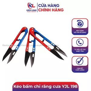 Kéo bấm chỉ răng cưa xanh đỏ YJL 198 lưỡi thép xịn, kéo sắc không bị tưa vải, cao cấp