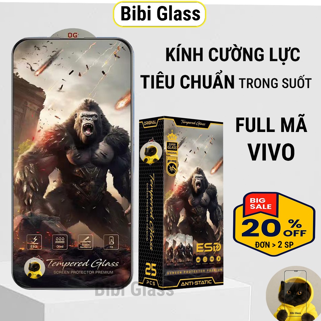 Kính cường lực Vivo Y21S Y12S Y20 Y02S Y15S Y15A Y17 Y19 Y20S Y22S Y11 Y33S Y50 Y51 U10 Y01 Y02 Y15 Y12 Y91 Y91C Y03 Y1S