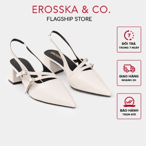 EROSSKA - Giày cao gót mũi nhọn phối dây kiểu dáng thanh lịch cao 5.5cm màu kem - EH068