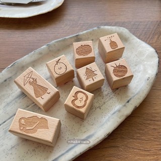 Con dấu gỗ mini Luyu rubber stamp phong cách vintage
