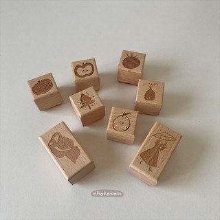 Con dấu gỗ mini Luyu rubber stamp phong cách vintage