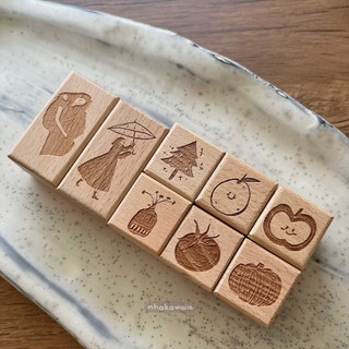 Con dấu gỗ mini Luyu rubber stamp phong cách vintage