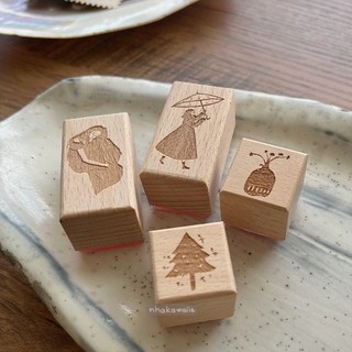 Con dấu gỗ mini Luyu rubber stamp phong cách vintage