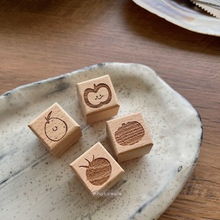 Con dấu gỗ mini Luyu rubber stamp phong cách vintage