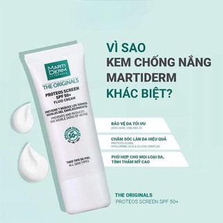 Kem Chống Nắng Martiderm Proteos Screen SPF 50+ Fluid Cream Sáng Da Phục Hồi 40ml Duduhouse