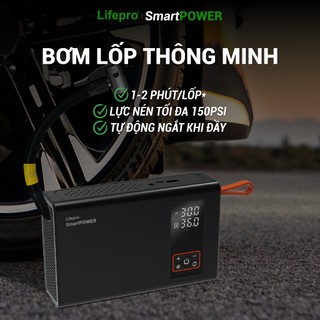 [MUA1TẶNG1] Bơm lốp kích bình 4IN1 dành cho ô tô Lifepro SmartPOWER - Tích hợp đèn & sạc 10000mAh | Phụ kiện ô tô ADG