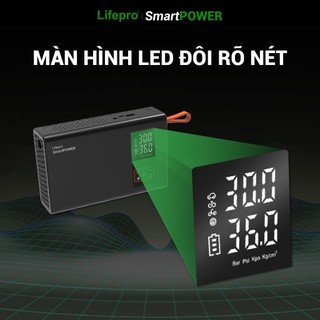 [MUA1TẶNG1] Bơm lốp kích bình 4IN1 dành cho ô tô Lifepro SmartPOWER - Tích hợp đèn & sạc 10000mAh | Phụ kiện ô tô ADG