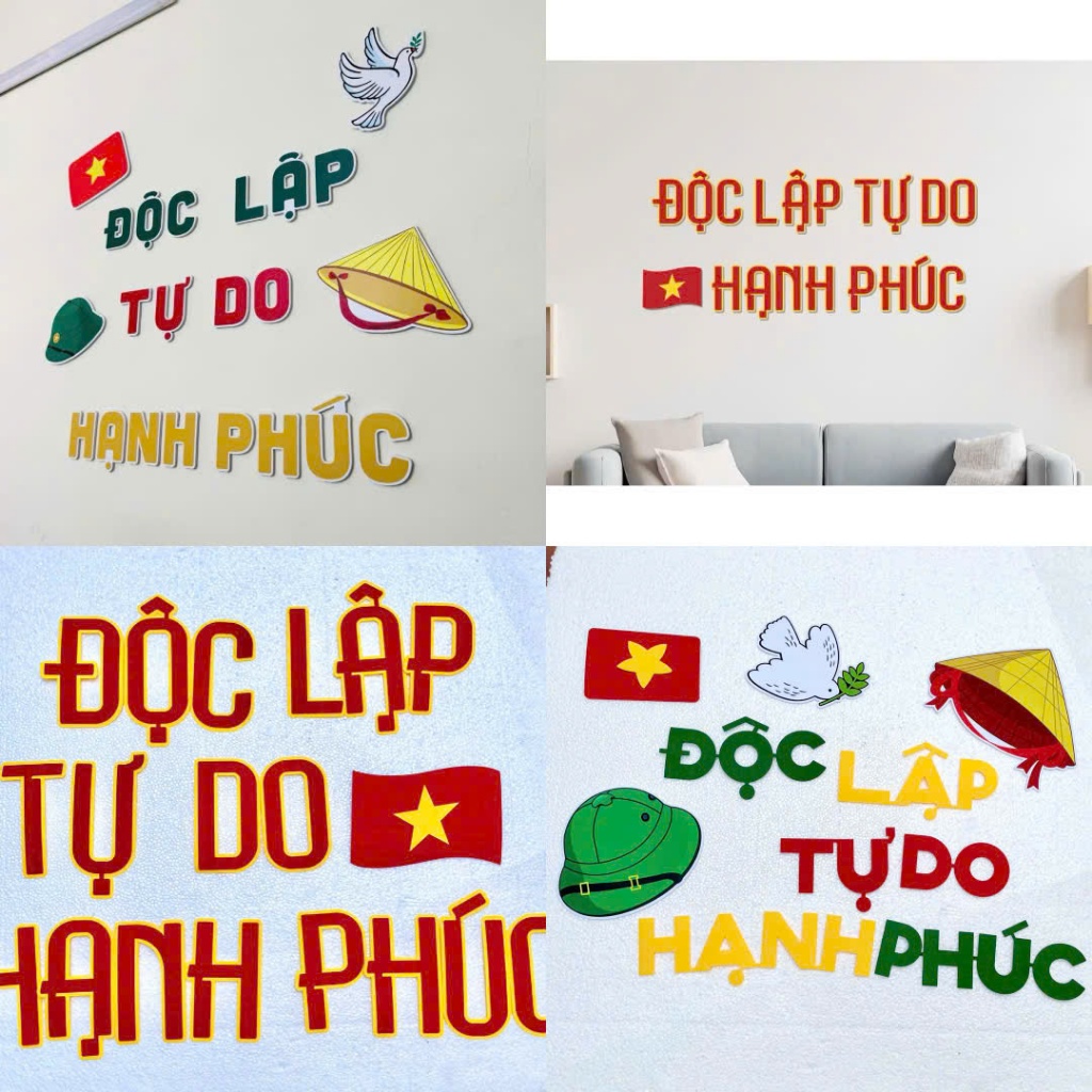 Set dán tường Độc Lập - Tự Do - Hạnh Phúc  dán tường- treo tường chủ đề Việt Nam ( Kèm băng dính hoặc dây))