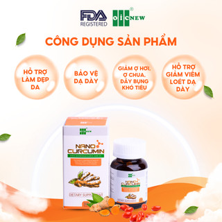 (COMBO MUA 5 TẶNG 3)Thực Phẩm Bảo Vệ Sức Khỏe Viên Nang Nano Curcumin OIC NEW Hàng Xuất USA  Giảm Đau Dạ Dày Lọ 30 Viên