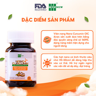 (COMBO MUA 5 TẶNG 3)Thực Phẩm Bảo Vệ Sức Khỏe Viên Nang Nano Curcumin OIC NEW Hàng Xuất USA  Giảm Đau Dạ Dày Lọ 30 Viên