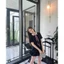 Set váy nữ Set áo sơ mi xanh cổ sen kèm nơ tiểu thư mix chân váy bí phồng, Set đồ nữ tiểu thư