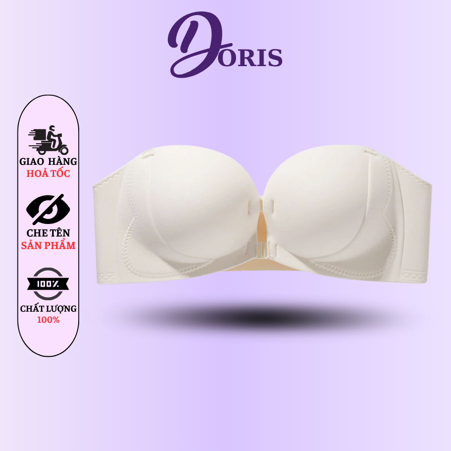 Áo Lót Su Không Dây Cài Trước Đệm Dày 3cm Bảng Lưng Lớn Kèm Dây Vai DORIS 945