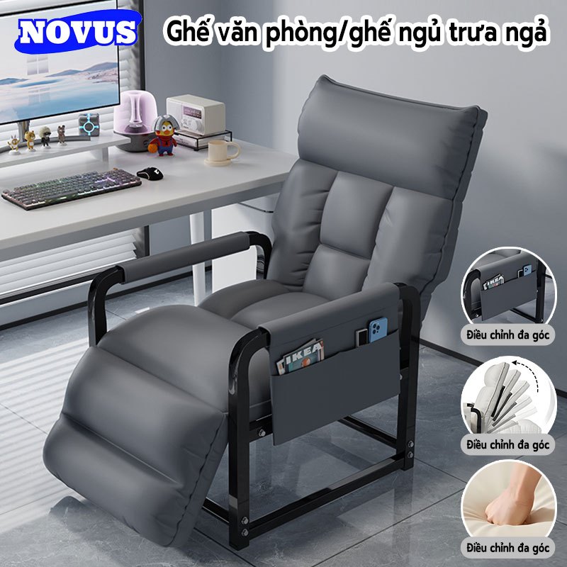 NOVUS Ghế Sofa Thư Giãn Lười Đa Năng - Ghế Bành Văn Phòng/Gia Đình Có Túi Lưu Trữ Bên Hông, Tựa Lưng Điều Chỉnh 5 Cấp Độ