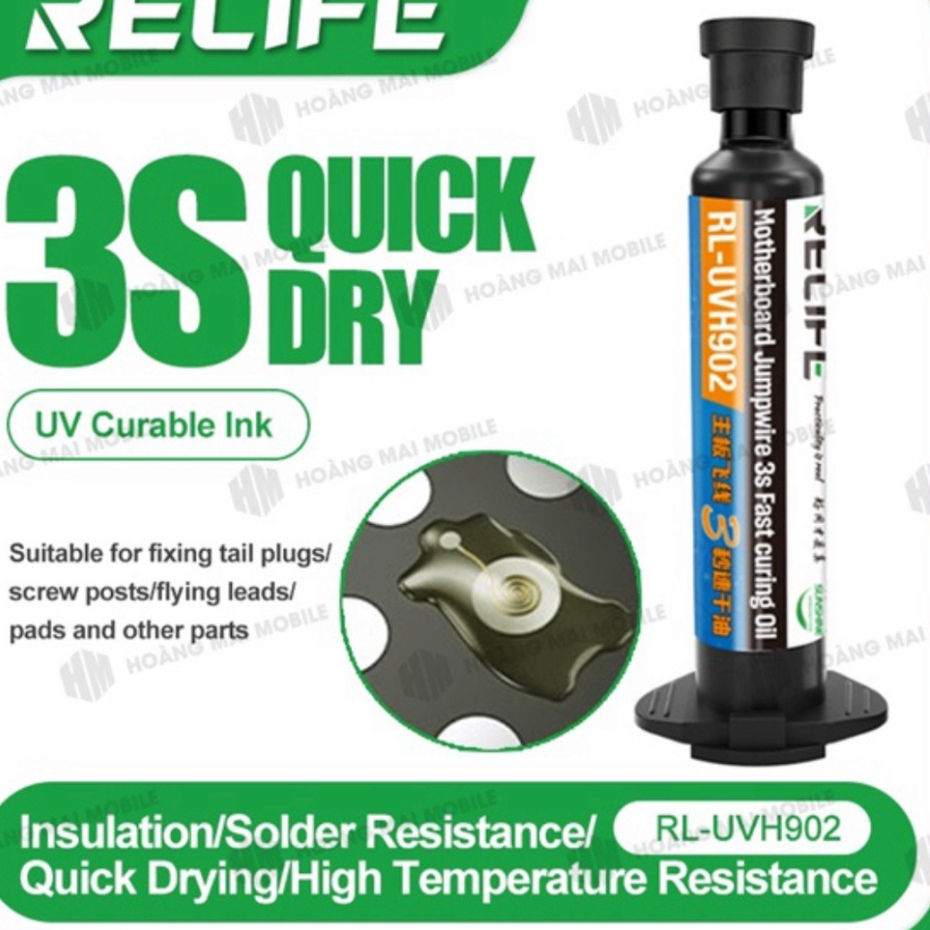 Keo UV RELIFE RL-UVH902 10cc phủ bảo vệ, cố định, cách điện mối hàn, khô nhanh 3 giây