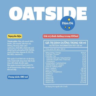Thùng 24 Hộp Sữa Yến Mạch Oatside Deluxe Đậm Đà - 24*180ml | Thuần Chay – Béo Mịn
