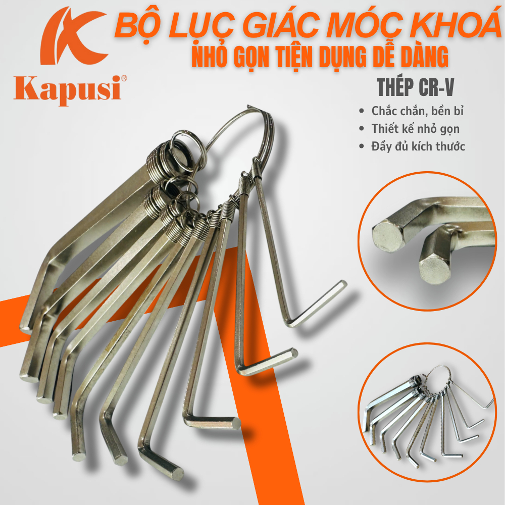 BỘ LỤC GIÁC MINI MÓC KHÓA KAPUSI – TIỆN DỤNG, BỀN BỈ, NHỎ GỌN MANG THEO MỌI NƠI