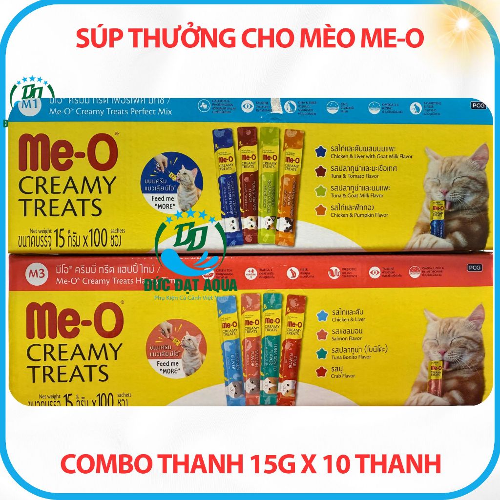 Súp thưởng cho mèo Me-O combo 10 (Thanh 15g )- vị mới và cũ, Tăng cường hệ miễn dịch 7
