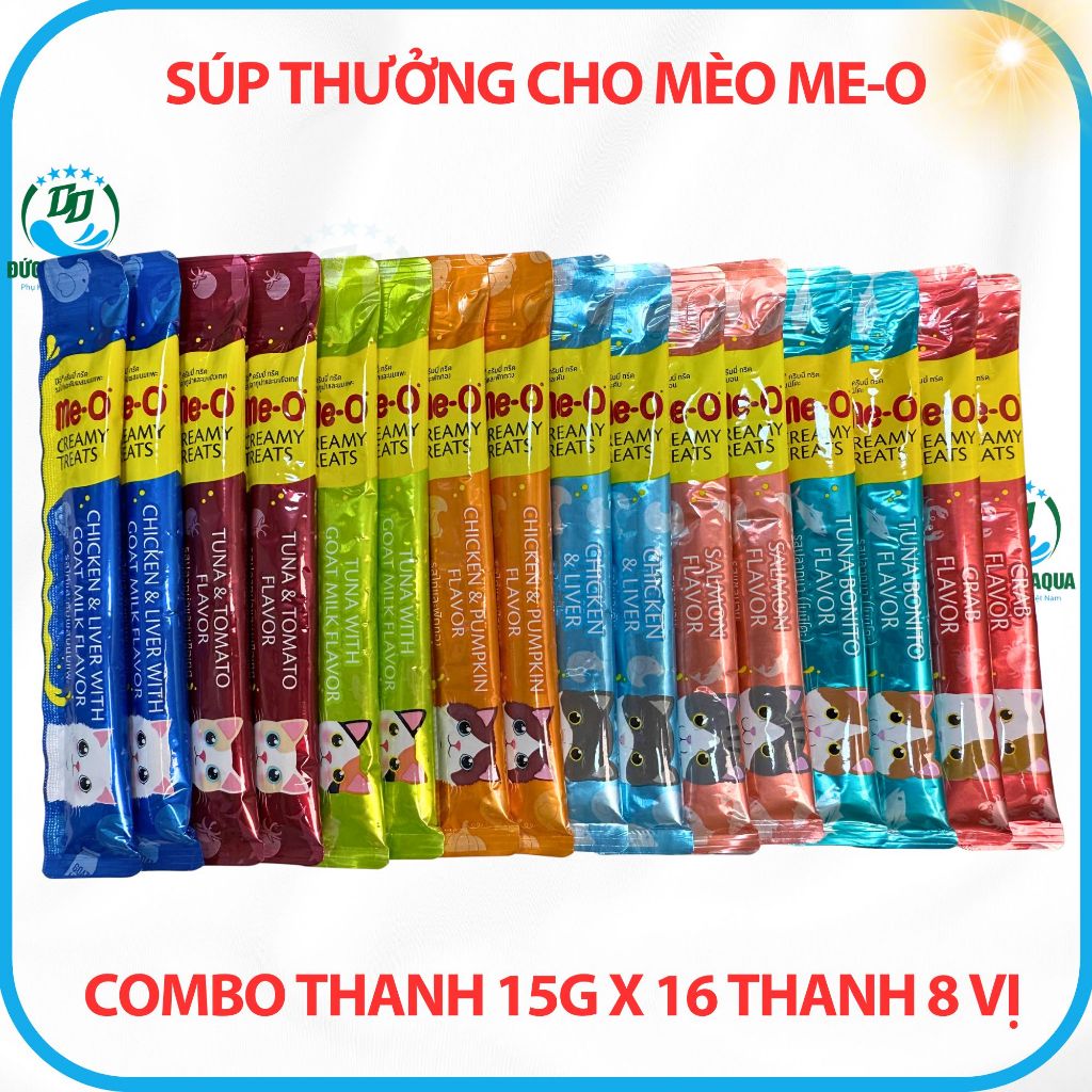 Súp thưởng cho mèo Me-O combo 10 (Thanh 15g )- vị mới và cũ, Tăng cường hệ miễn dịch