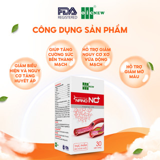 (COMBO MUA 5 TẶNG 3)Thực Phẩm Bảo Vệ Sức Khỏe Nano NO+ OIC NEW Giảm Mỡ Máu Tốt Cho Tim Mạch 30 viên