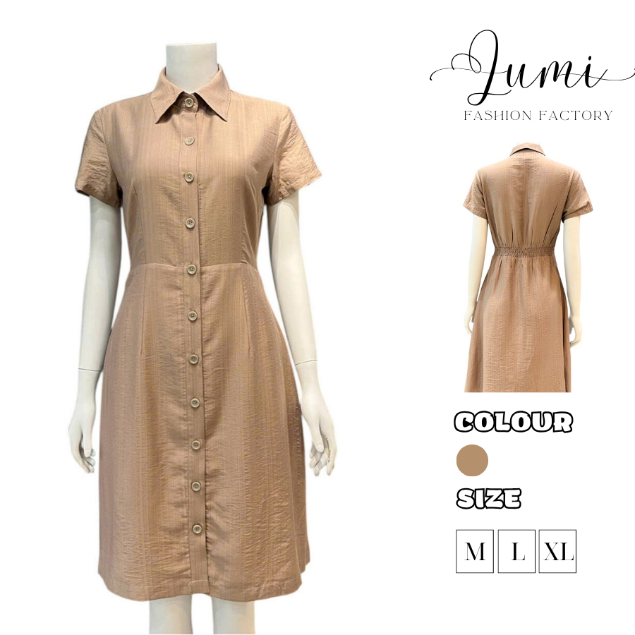 LUMI - Đầm công sở nữ kẻ caro dáng chữ A suông dài qua gối có chun lưng chiết eo tôn dáng, trẻ trung