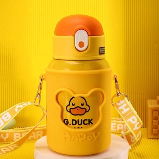 Bình Giữ Nhiệt G.DUCK Kids 450ml Có Ống Hút & Túi Đeo Silicon – Chống Tràn, Giữ Nhiệt Lâu, Tiện Dụng