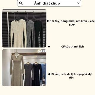 Váy nữ midi dài tay len tăm đũa cúc cổ HCOM2756, đầm nữ dáng dài xòe thiết kế ôm body tôn dáng siêu xinh YuuMi Style