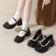Giày Đốc Nữ Đế Cao 5P Tiểu Thư Đính Nơ Xoè Viền Ren Phong Cách Hàn Quốc Mã V098