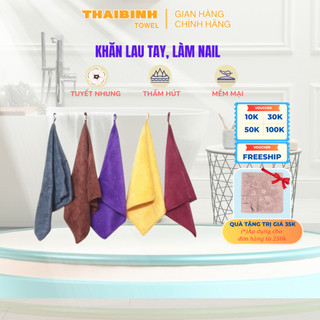 Khăn Nail 30x30cm THAI BINH TOWEL Sợi Microfiber Mềm Mịn Siêu Thấm Hút, Không Sổ Lông